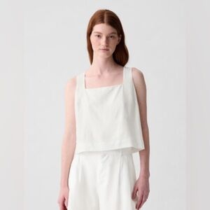 NWT Gap Linen-Blend Button-Back Cropped Tank Top